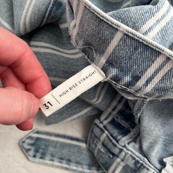 PacSun blue and white pinstripe high rise straight jeans - Picture 5 of 12